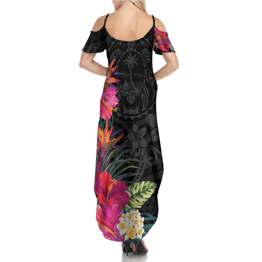 Hafa Adai Guam Family Matching Summer Maxi Dress and Hawaiian Shirt Tropical Flowers Colorful Vibes