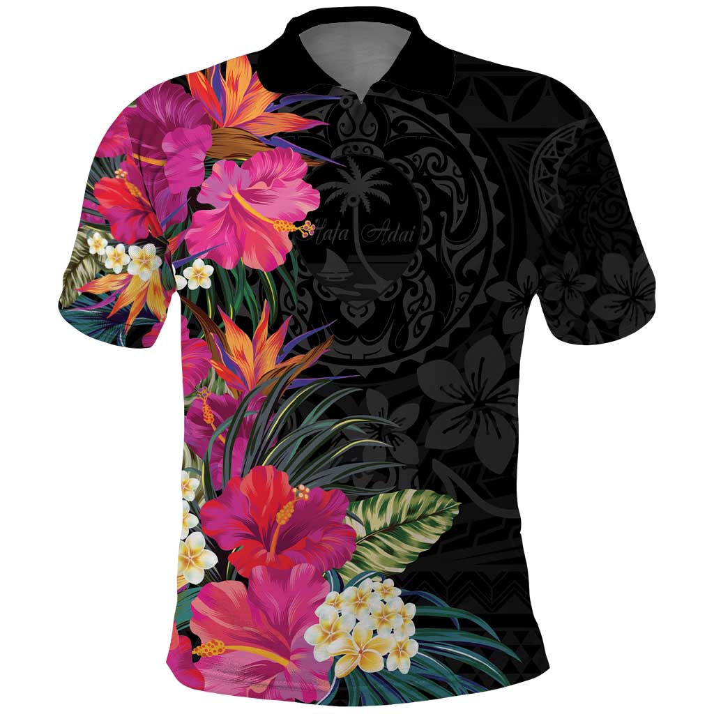 Hafa Adai Guam Polo Shirt Tropical Flowers Colorful Vibes