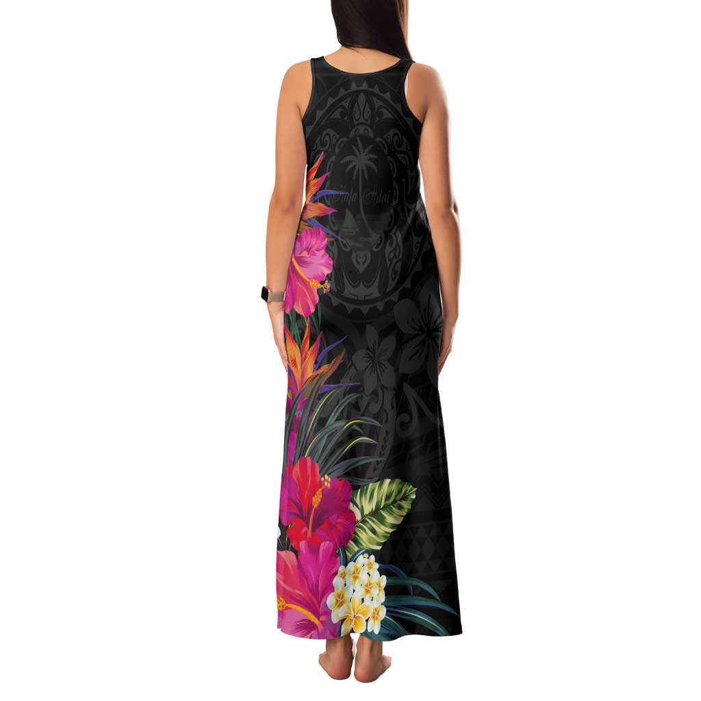 Hafa Adai Guam Tank Maxi Dress Tropical Flowers Colorful Vibes