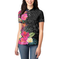 Hafa Adai Guam Women Polo Shirt Tropical Flowers Colorful Vibes