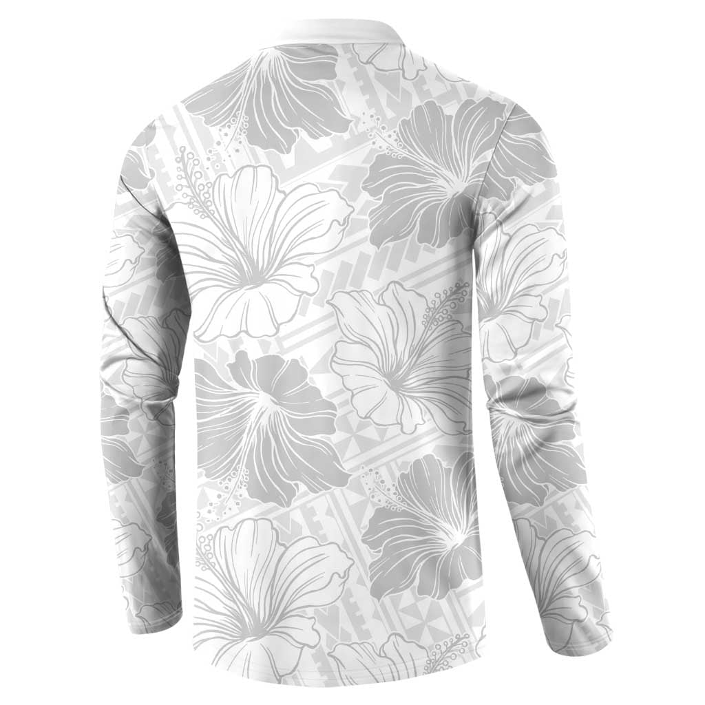 Samoa Lotu Tamaiti Button Sweatshirt White Sun Day Beauty Hibiscus Ver01