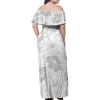 Samoa Lotu Tamaiti Family Matching Off Shoulder Maxi Dress and Hawaiian Shirt White Sun Day Beauty Hibiscus Ver01
