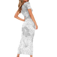 Samoa Lotu Tamaiti Family Matching Short Sleeve Bodycon Dress and Hawaiian Shirt White Sun Day Beauty Hibiscus Ver01