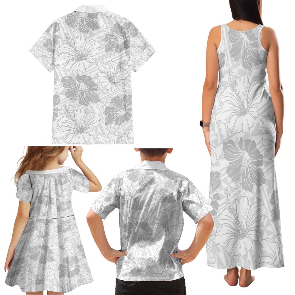 Samoa Lotu Tamaiti Family Matching Tank Maxi Dress and Hawaiian Shirt White Sun Day Beauty Hibiscus Ver01
