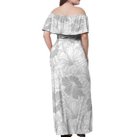 Samoa Lotu Tamaiti Off Shoulder Maxi Dress White Sun Day Beauty Hibiscus Ver01