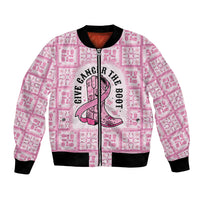 Give Cancer The Boot Pink Cowgirl Bomber Jacket Hawaiian Paniolo Mixed Quilt Pattern Style LT9 Unisex Pink - Polynesian Pride