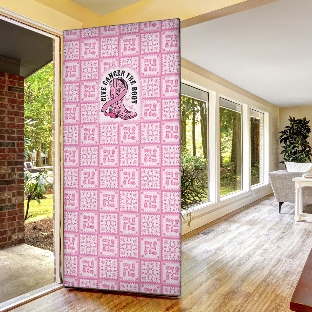 Give Cancer The Boot Pink Cowgirl Door Cover Hawaiian Paniolo Mixed Quilt Pattern Style LT9 - Polynesian Pride