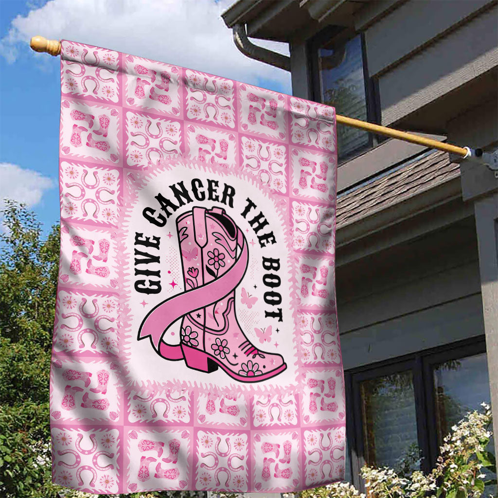 Give Cancer The Boot Pink Cowgirl Garden Flag Hawaiian Paniolo Mixed Quilt Pattern Style LT9 - Polynesian Pride