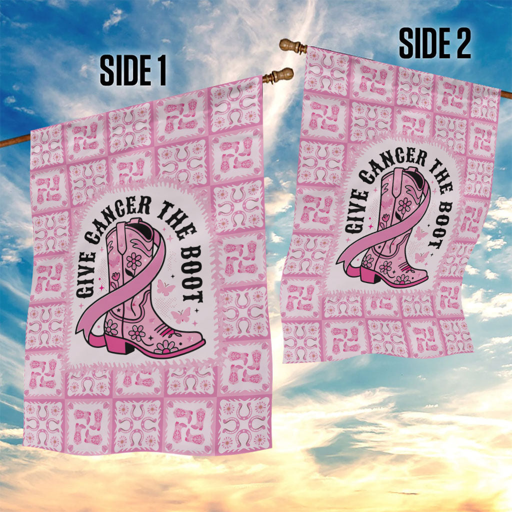 Give Cancer The Boot Pink Cowgirl Garden Flag Hawaiian Paniolo Mixed Quilt Pattern Style LT9 - Polynesian Pride