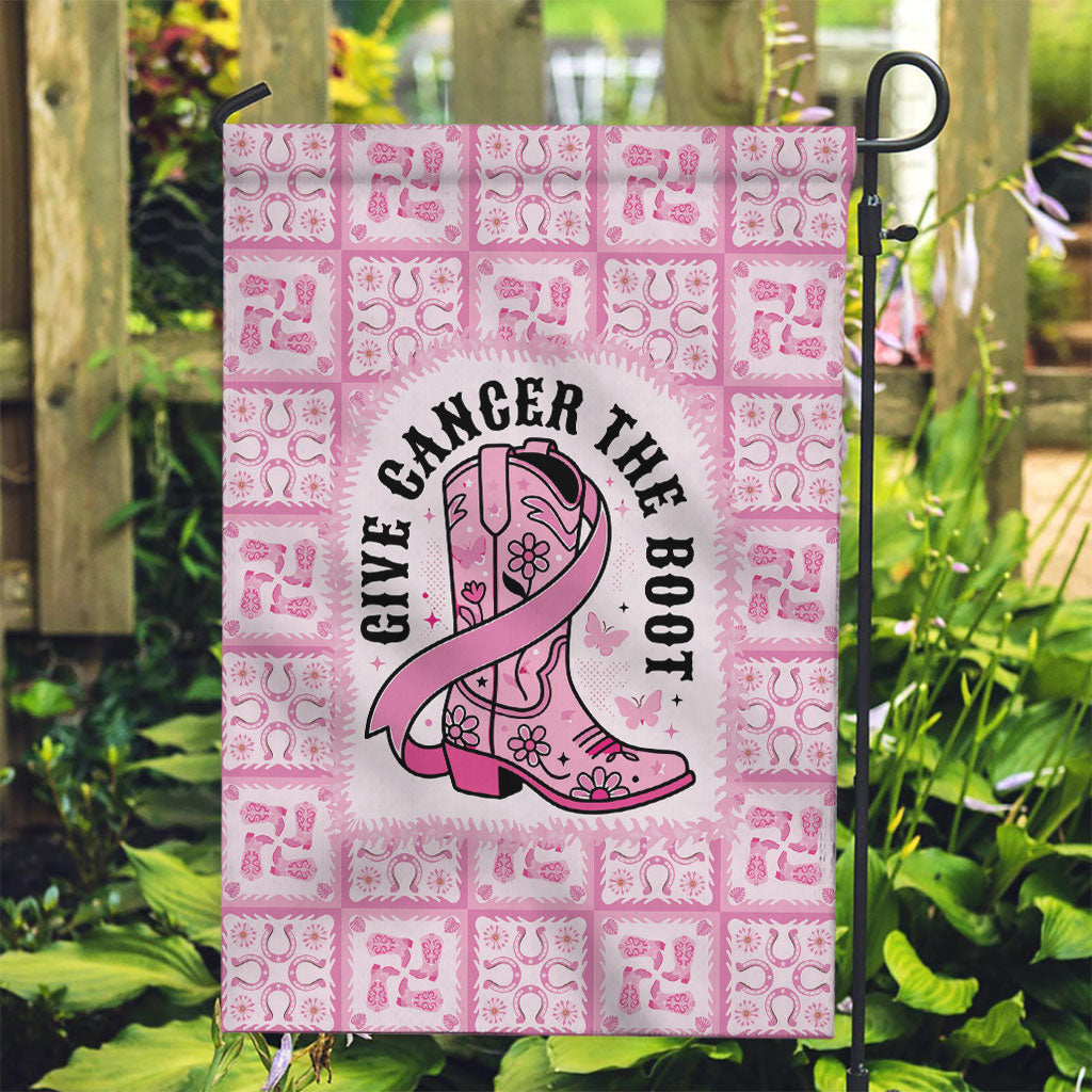 Give Cancer The Boot Pink Cowgirl Garden Flag Hawaiian Paniolo Mixed Quilt Pattern Style LT9 Garden Flag Pink - Polynesian Pride