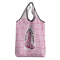 Give Cancer The Boot Pink Cowgirl Grocery Bag Hawaiian Paniolo Mixed Quilt Pattern Style LT9 - Polynesian Pride