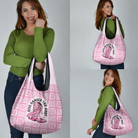 Give Cancer The Boot Pink Cowgirl Grocery Bag Hawaiian Paniolo Mixed Quilt Pattern Style LT9 - Polynesian Pride