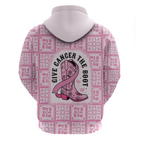 Give Cancer The Boot Pink Cowgirl Hoodie Hawaiian Paniolo Mixed Quilt Pattern Style LT9 - Polynesian Pride