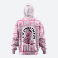 Give Cancer The Boot Pink Cowgirl Hoodie Hawaiian Paniolo Mixed Quilt Pattern Style LT9 - Polynesian Pride