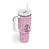 Give Cancer The Boot Pink Cowgirl Tumbler With Handle Hawaiian Paniolo Mixed Quilt Pattern Style LT9 - Polynesian Pride