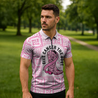 Give Cancer The Boot Pink Cowgirl Zipper Polo Shirt Hawaiian Paniolo Mixed Quilt Pattern Style LT9 - Polynesian Pride
