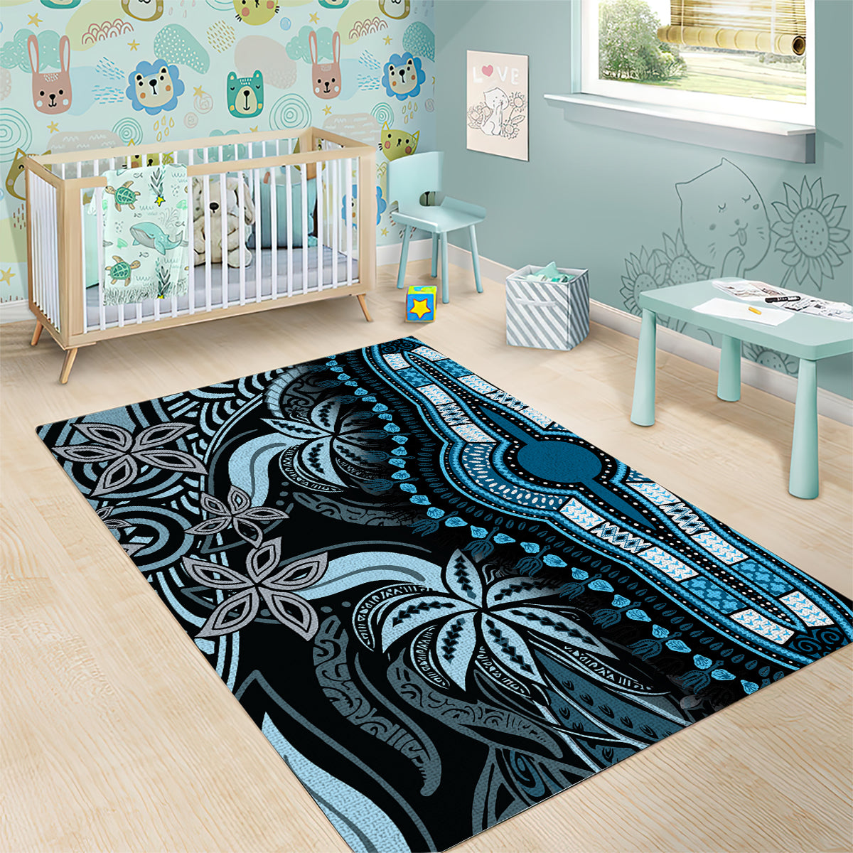 Polynesia Dashiki Area Rug Polynesia and Africa Traditional Special Together Blue LT9 - Polynesian Pride
