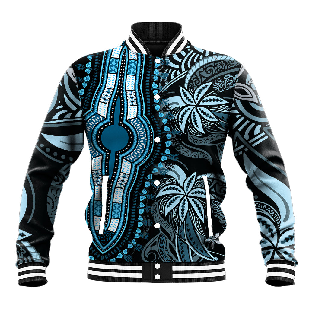 Polynesia Dashiki Baseball Jacket Polynesia and Africa Traditional Special Together Blue LT9 Unisex Blue - Polynesian Pride