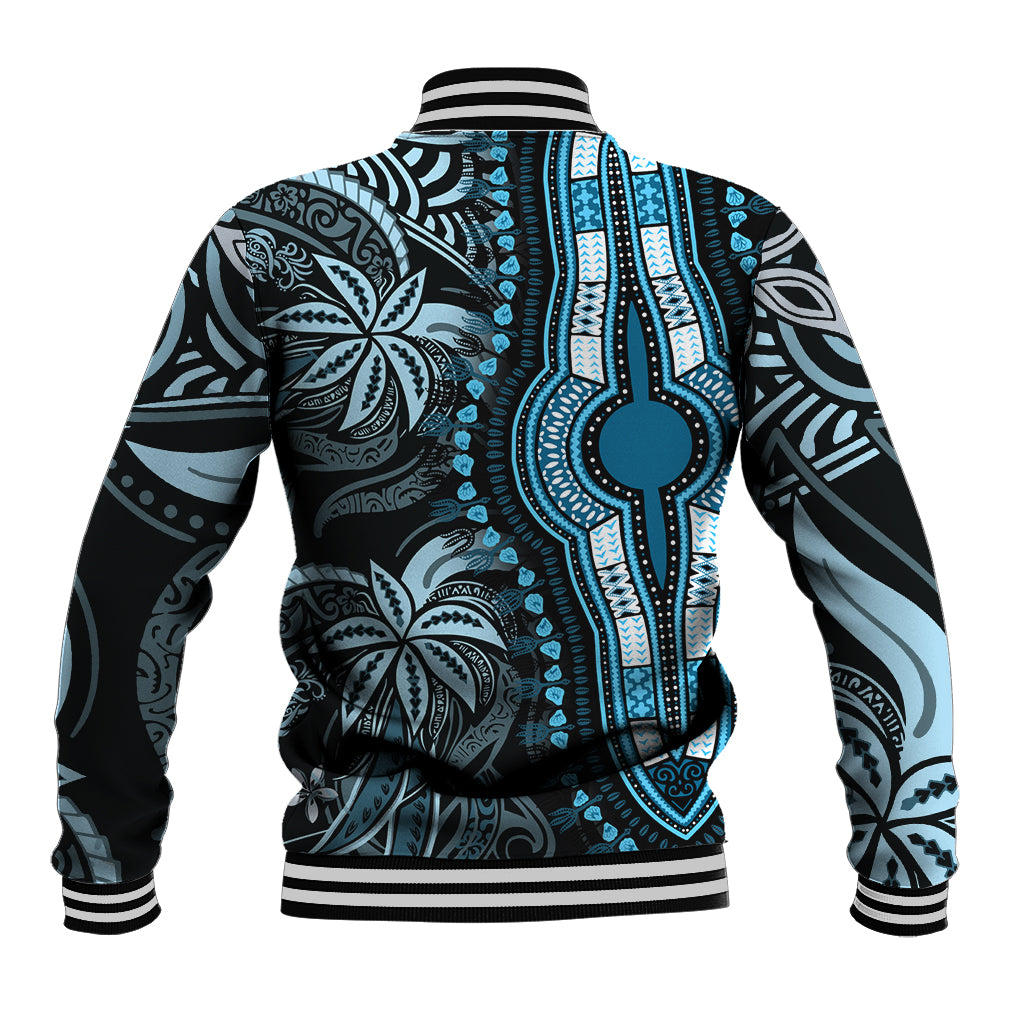 Polynesia Dashiki Baseball Jacket Polynesia and Africa Traditional Special Together Blue LT9 - Polynesian Pride
