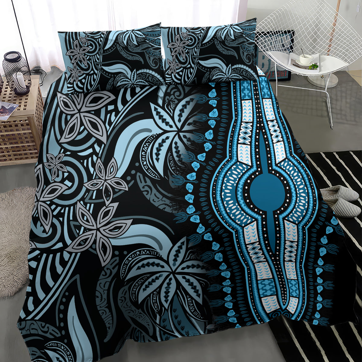 Polynesia Dashiki Bedding Set Polynesia and Africa Traditional Special Together Blue LT9 - Polynesian Pride
