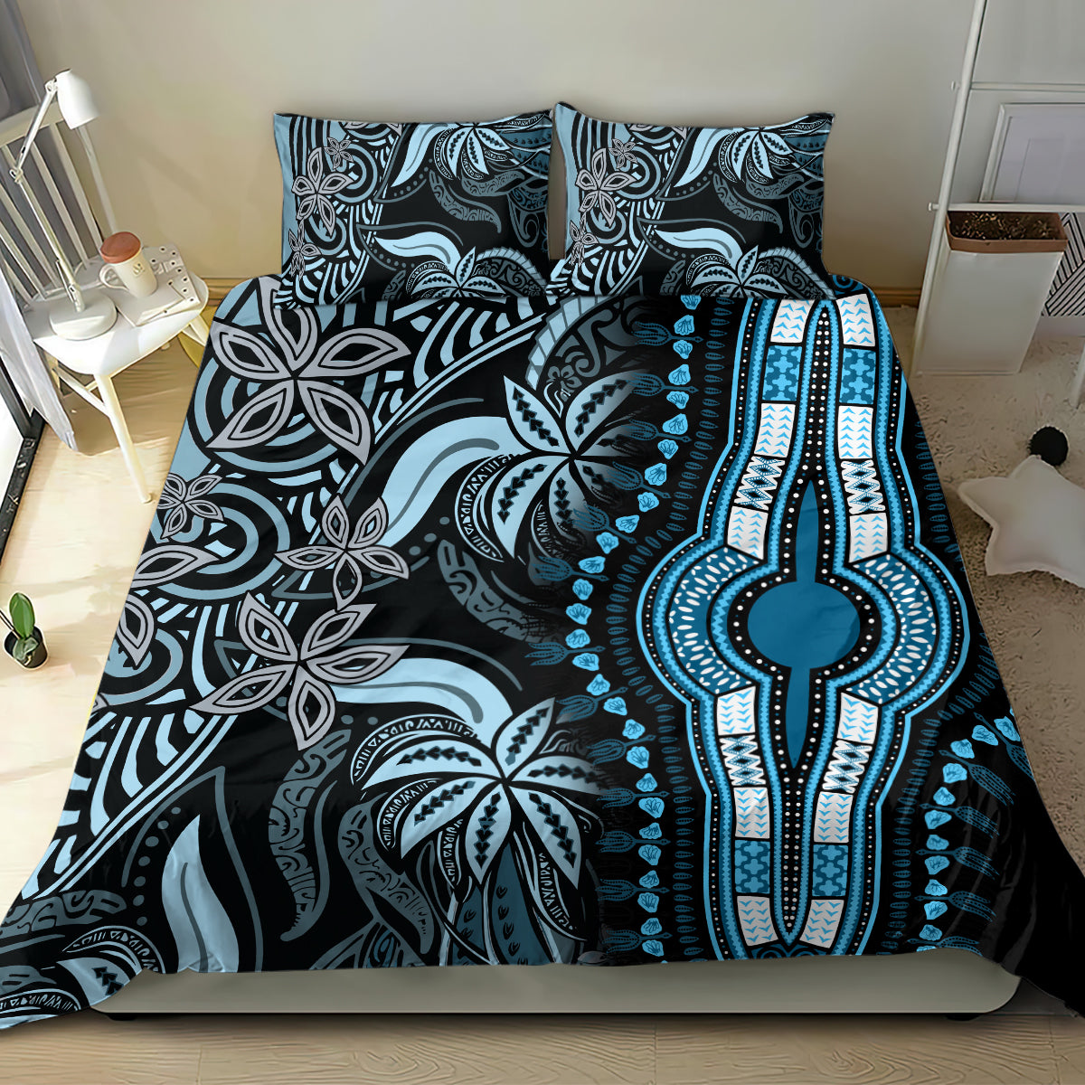 Polynesia Dashiki Bedding Set Polynesia and Africa Traditional Special Together Blue LT9 - Polynesian Pride