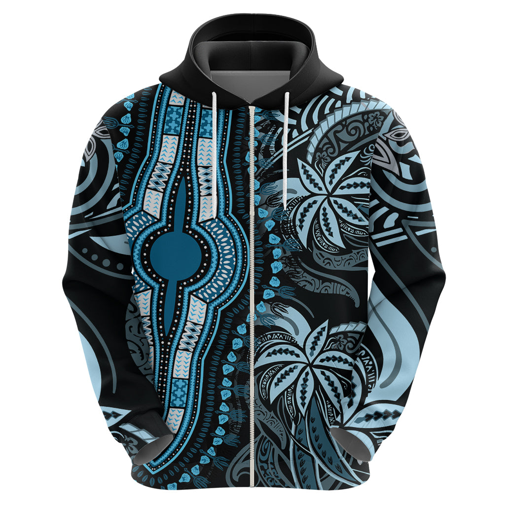 Polynesia Dashiki Hoodie Polynesia and Africa Traditional Special Together Blue LT9 - Polynesian Pride