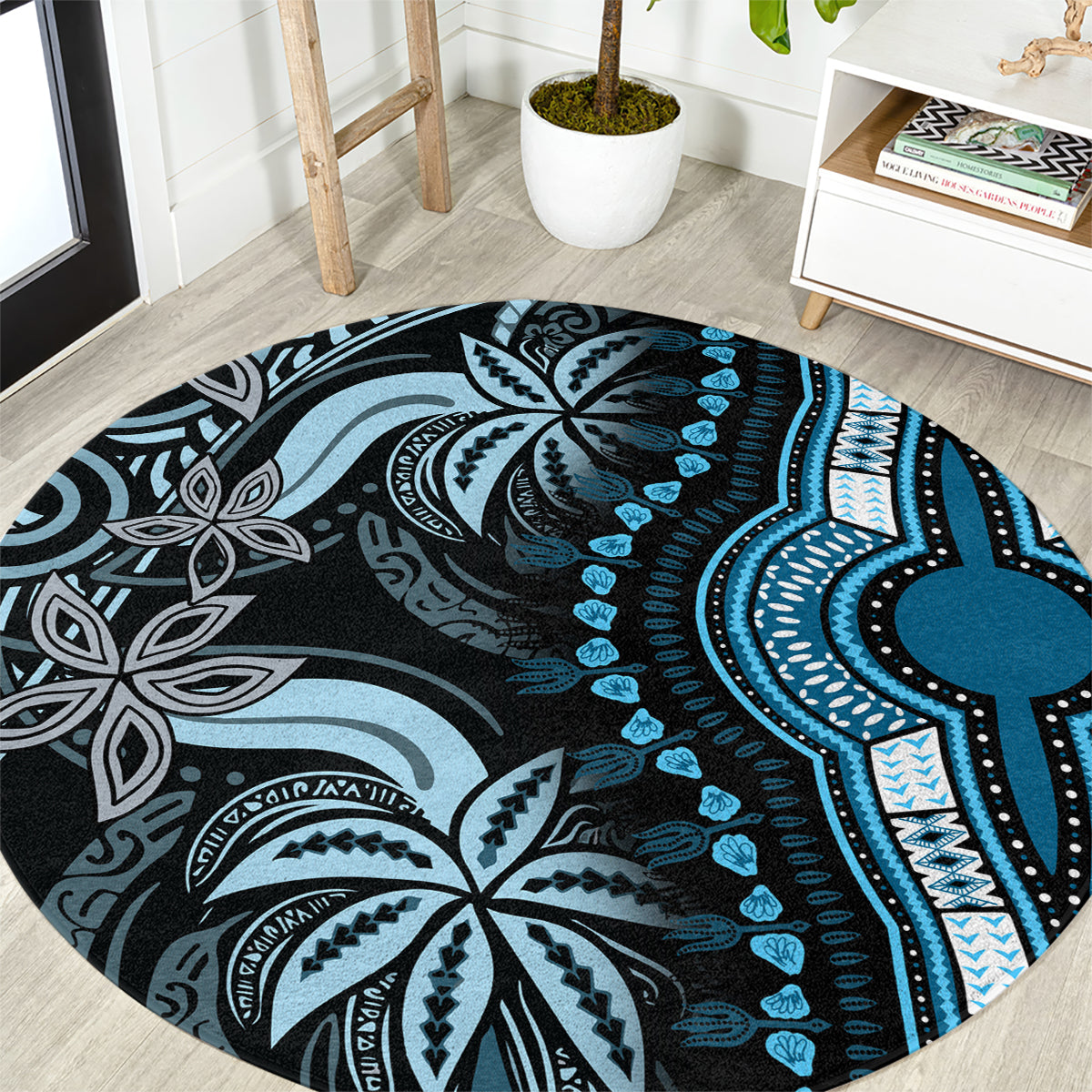 Polynesia Dashiki Round Carpet Polynesia and Africa Traditional Special Together Blue LT9 Blue - Polynesian Pride