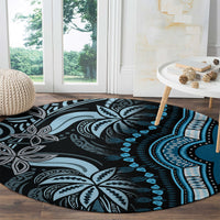Polynesia Dashiki Round Carpet Polynesia and Africa Traditional Special Together Blue LT9 - Polynesian Pride