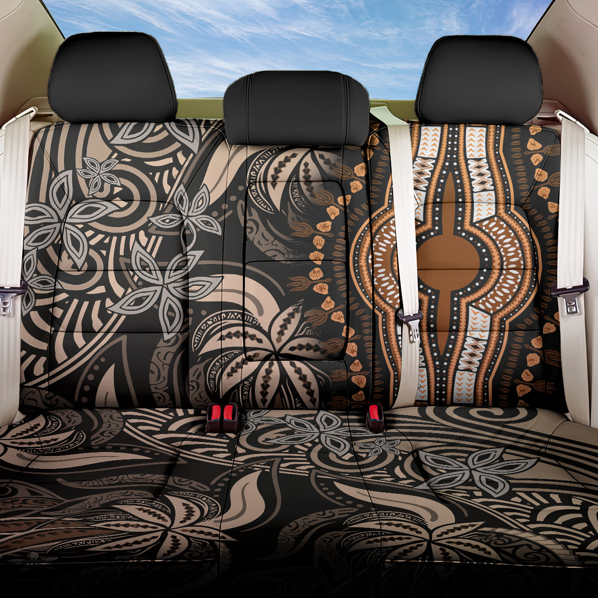 Polynesia Dashiki Back Car Seat Cover Polynesia and Africa Traditional Special Together Gold