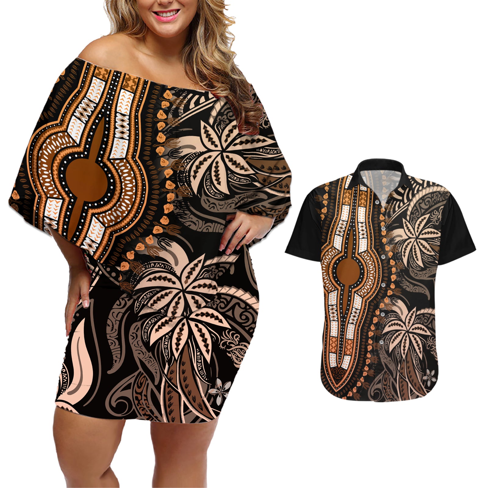 polynesia-dashiki-couples-matching-off-shoulder-short-dress-and-hawaiian-shirt-polynesia-and-africa-traditional-special-together-gold