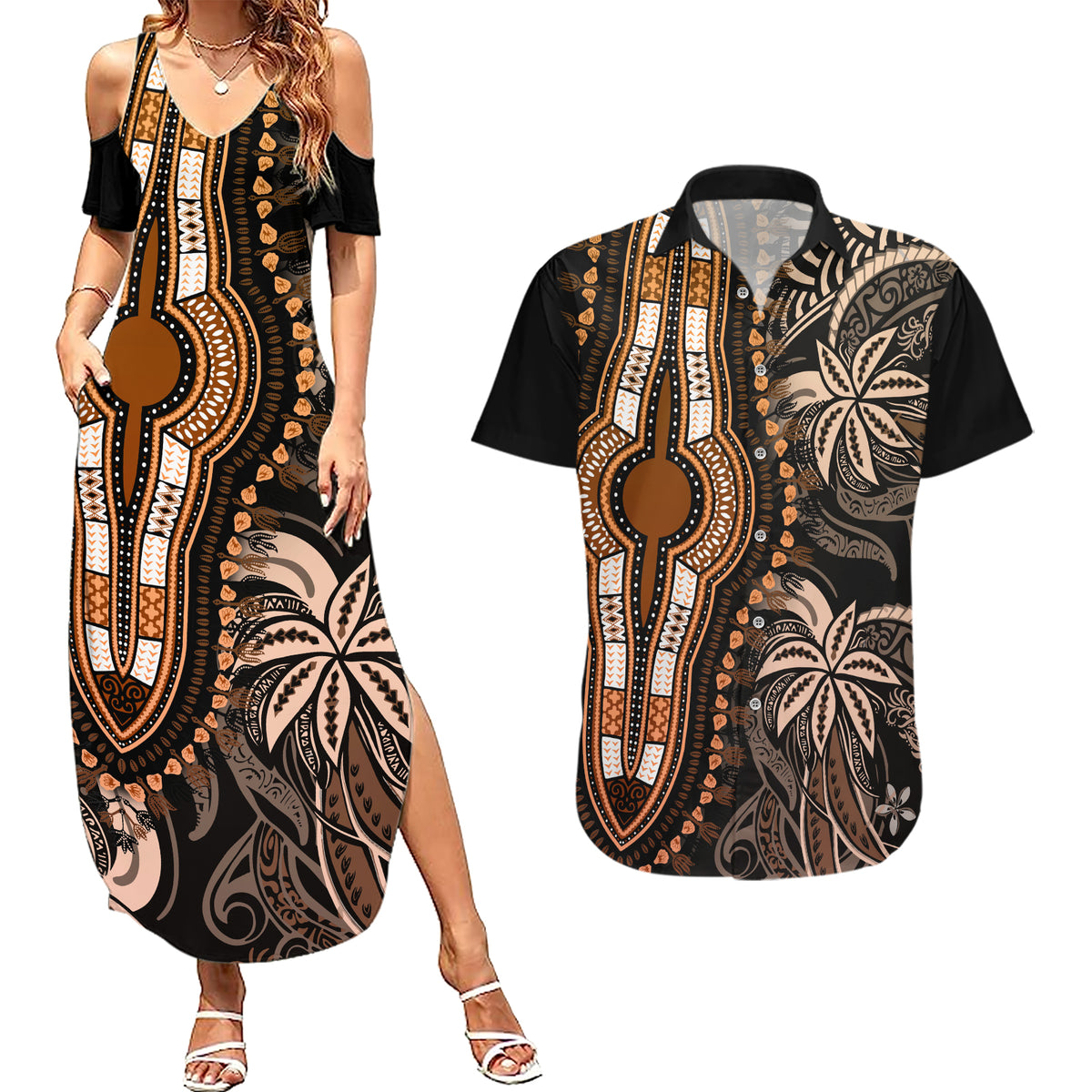 polynesia-dashiki-couples-matching-summer-maxi-dress-and-hawaiian-shirt-polynesia-and-africa-traditional-special-together-gold
