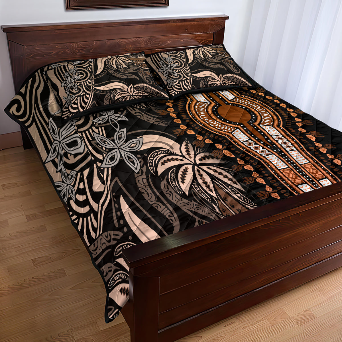 Polynesia Dashiki Quilt Bed Set Polynesia and Africa Traditional Special Together Gold LT9 - Polynesian Pride