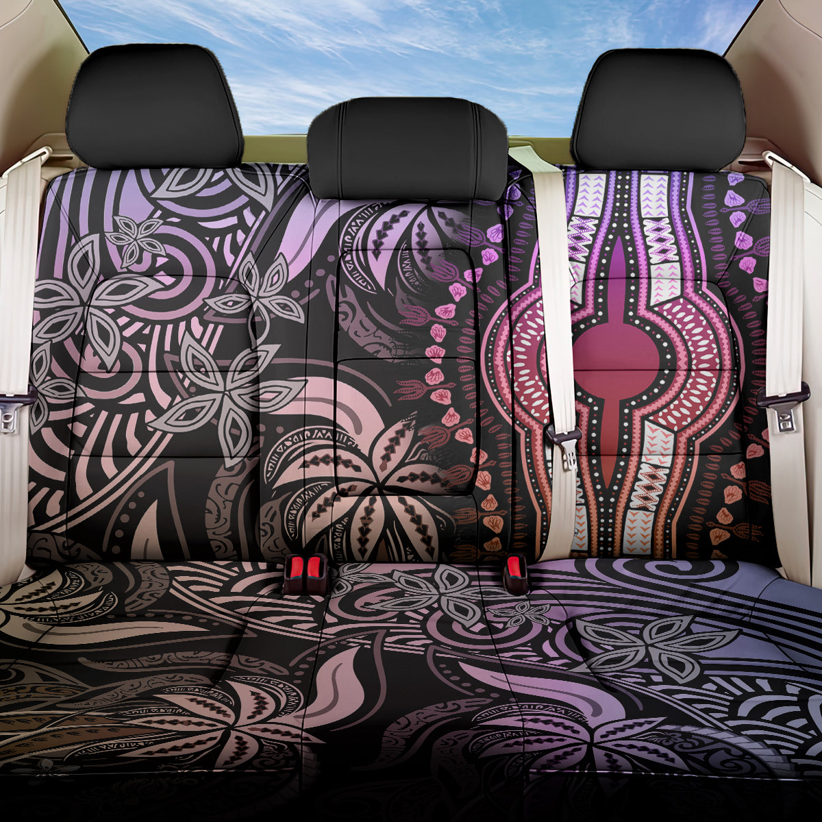 Polynesia Dashiki Back Car Seat Cover Polynesia and Africa Traditional Special Together Pastel