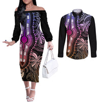 Polynesia Dashiki Couples Matching Off The Shoulder Long Sleeve Dress and Long Sleeve Button Shirts Polynesia and Africa Traditional Special Together Pastel LT9 Pastel - Polynesian Pride