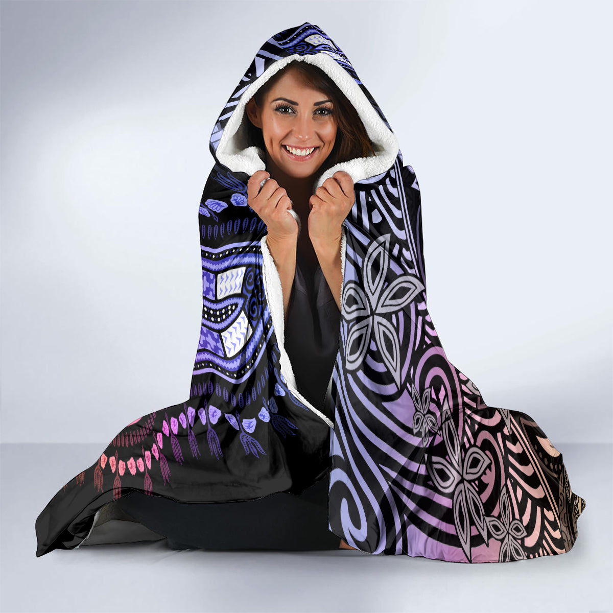 Polynesia Dashiki Hooded Blanket Polynesia and Africa Traditional Special Together Pastel LT9 - Polynesian Pride