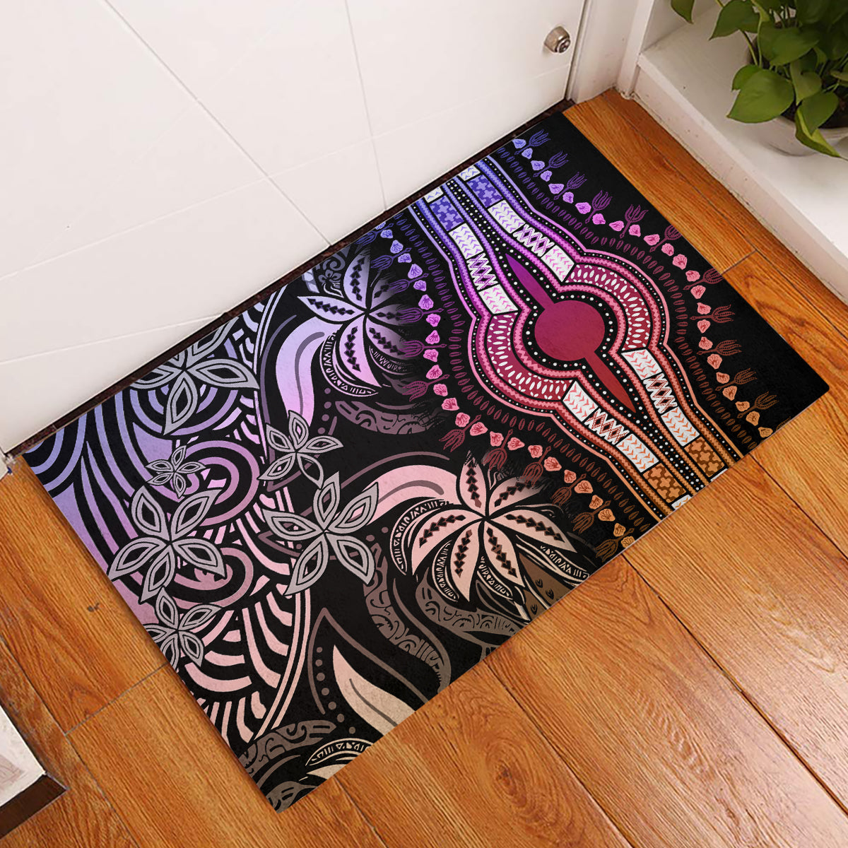 Polynesia Dashiki Rubber Doormat Polynesia and Africa Traditional Special Together Pastel LT9 Pastel - Polynesian Pride