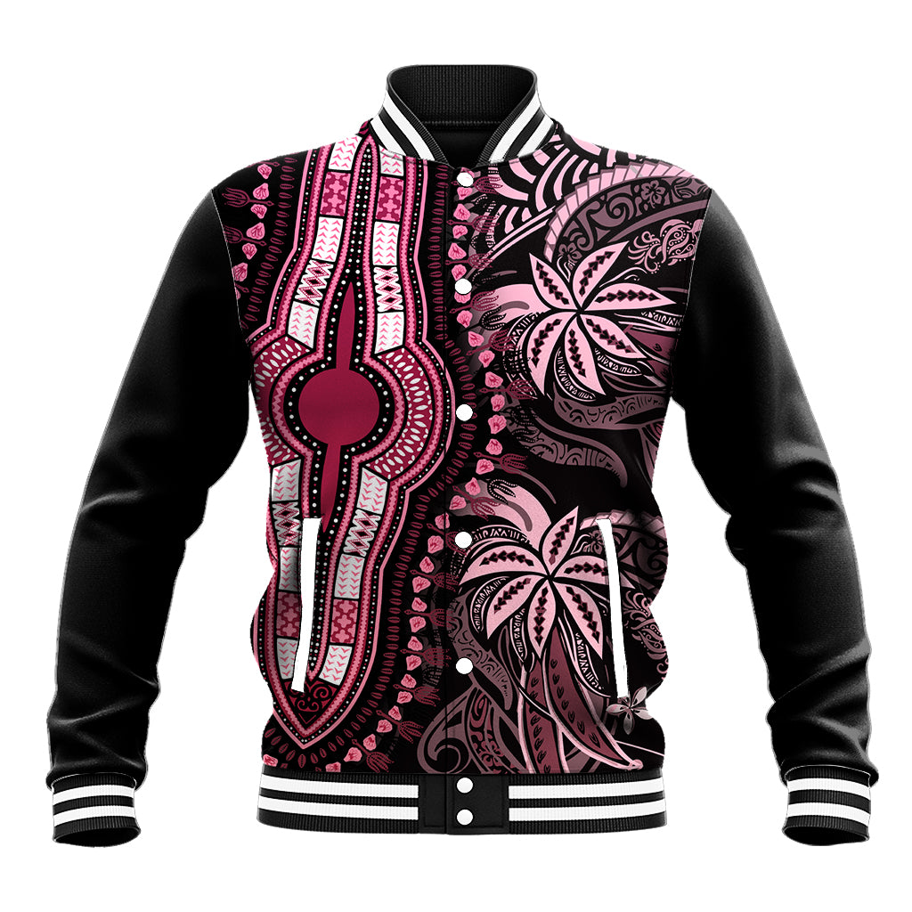 Polynesia Dashiki Baseball Jacket Polynesia and Africa Traditional Special Together Pink LT9 Unisex Pink - Polynesian Pride