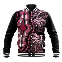 Polynesia Dashiki Baseball Jacket Polynesia and Africa Traditional Special Together Pink LT9 Unisex Pink - Polynesian Pride