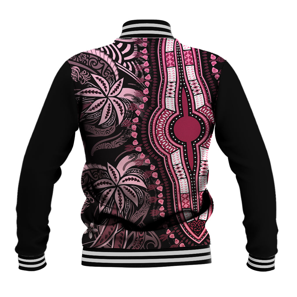 Polynesia Dashiki Baseball Jacket Polynesia and Africa Traditional Special Together Pink LT9 - Polynesian Pride