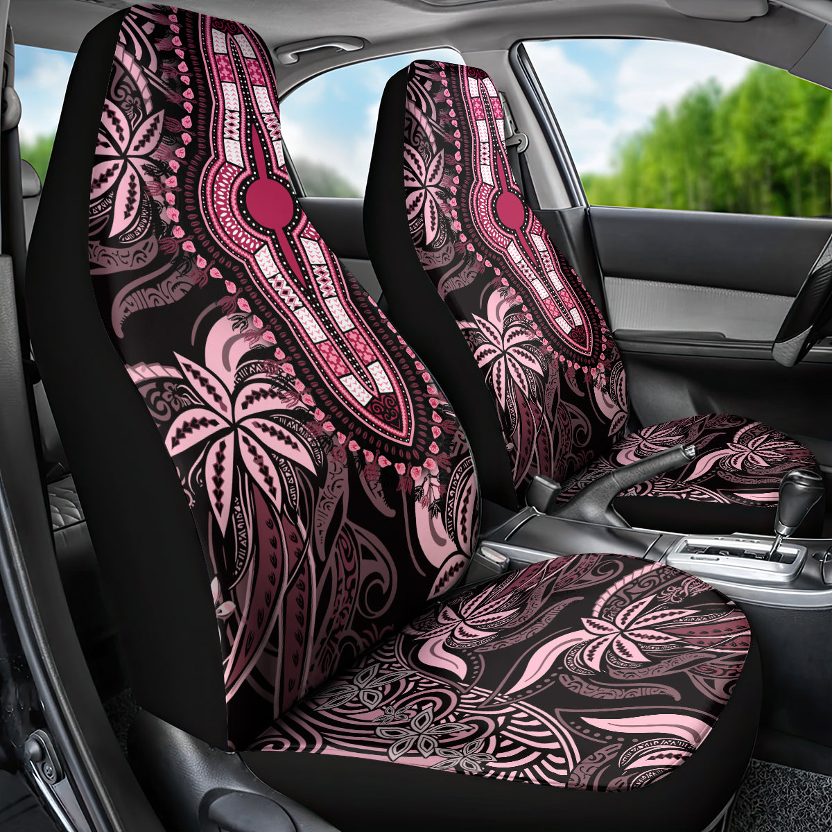 Polynesia Dashiki Car Seat Cover Polynesia and Africa Traditional Special Together Pink LT9 - Polynesian Pride