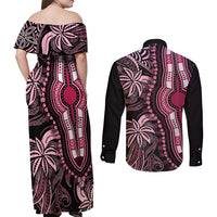 polynesia-dashiki-couples-matching-off-shoulder-maxi-dress-and-long-sleeve-button-shirts-polynesia-and-africa-traditional-special-together-pink