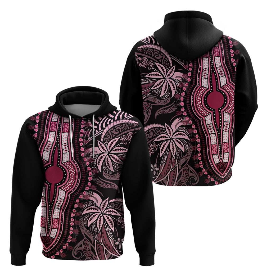 Polynesia Dashiki Hoodie Polynesia and Africa Traditional Special Together Pink LT9 - Polynesian Pride