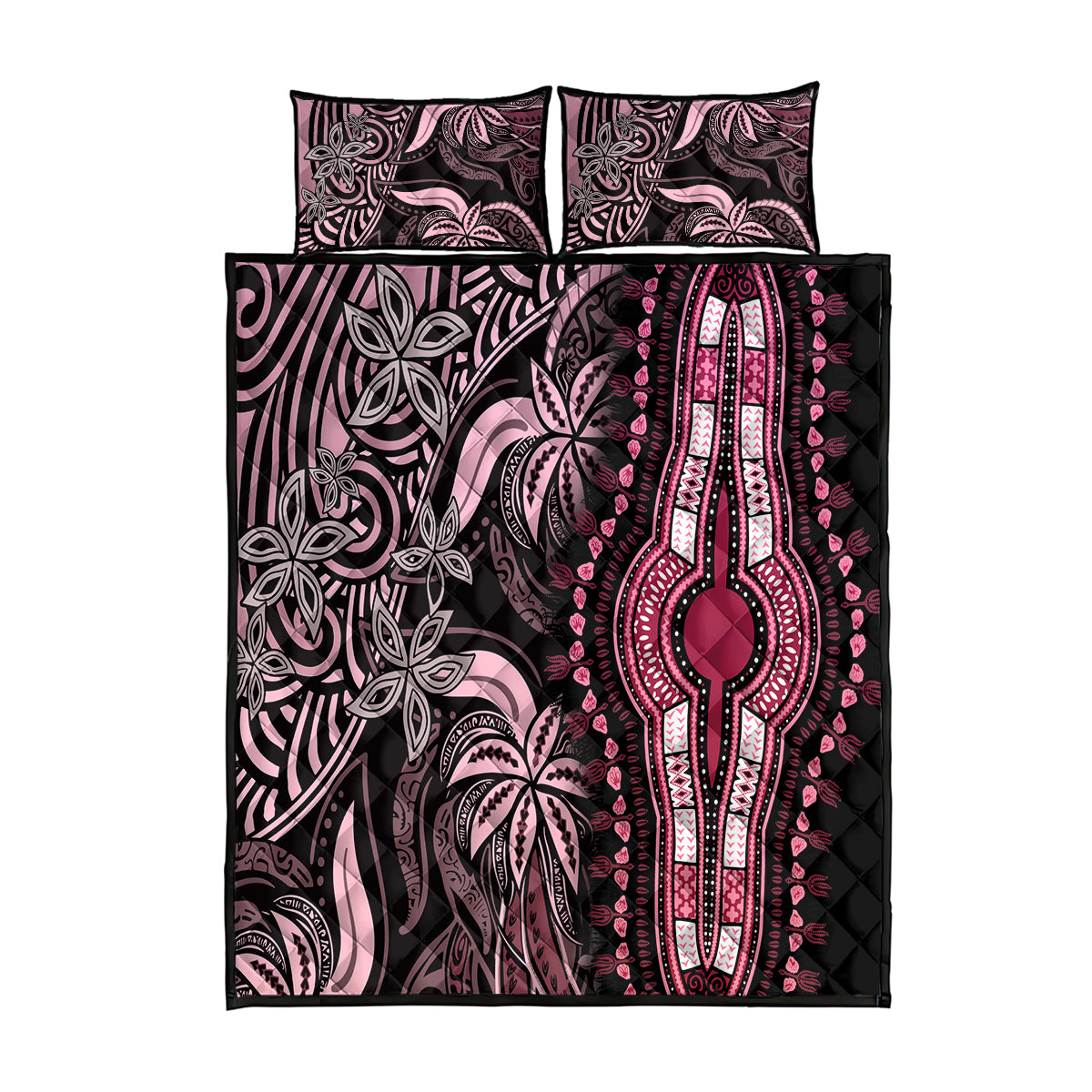 Polynesia Dashiki Quilt Bed Set Polynesia and Africa Traditional Special Together Pink LT9 Pink - Polynesian Pride