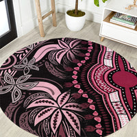 Polynesia Dashiki Round Carpet Polynesia and Africa Traditional Special Together Pink LT9 Pink - Polynesian Pride