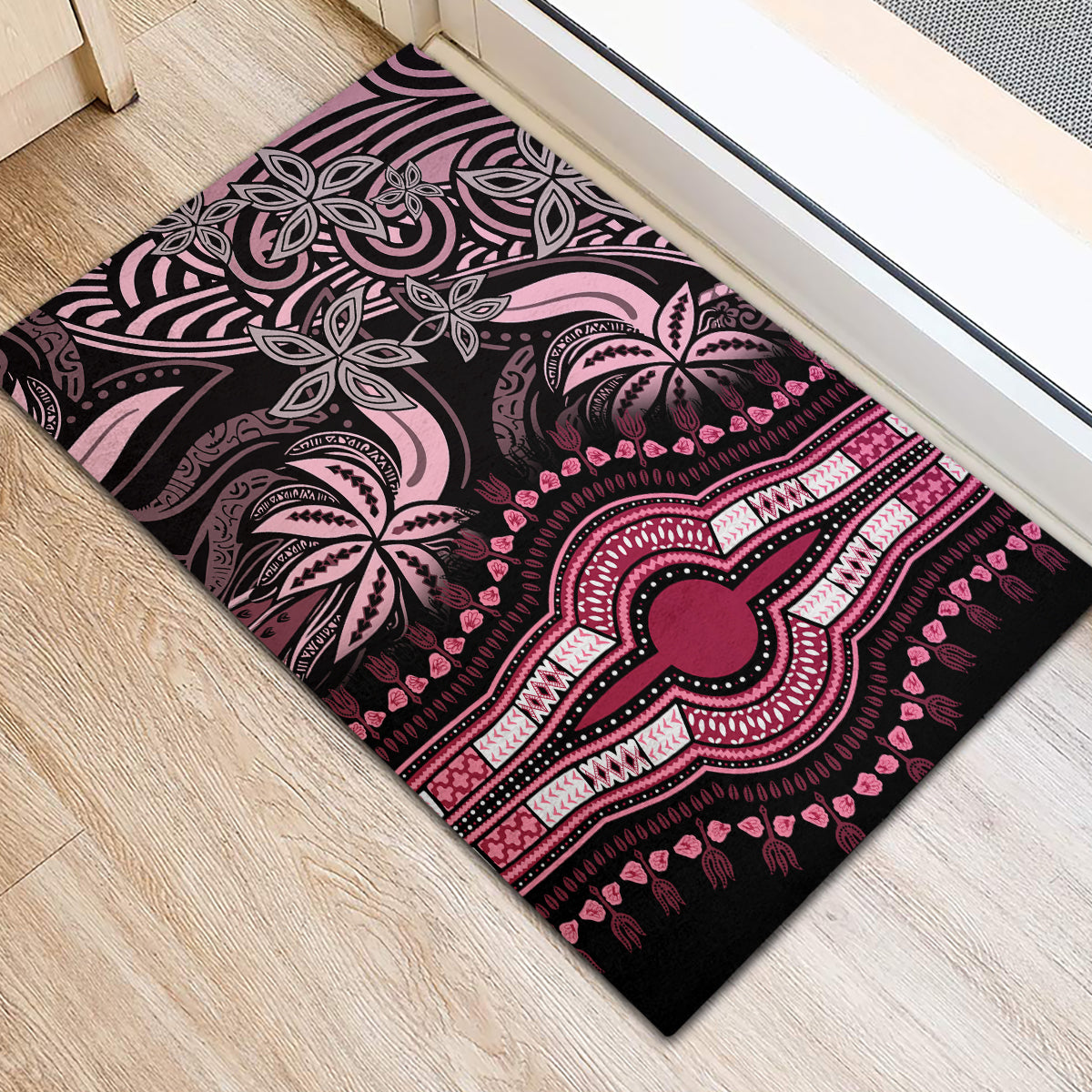 Polynesia Dashiki Rubber Doormat Polynesia and Africa Traditional Special Together Pink LT9 - Polynesian Pride