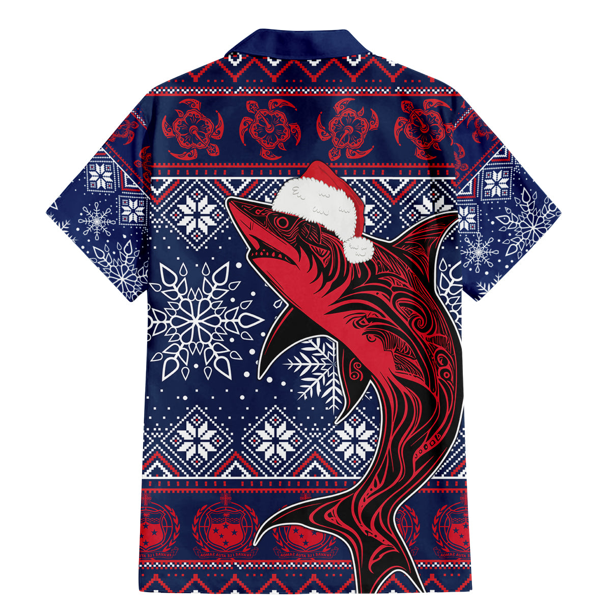 samoa-manuia-le-kirisimasi-family-matching-mermaid-dress-and-hawaiian-shirt-samoan-fishing-tribal-pattern-christmas-vibe