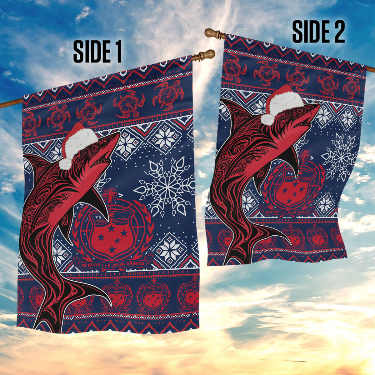 Samoa Manuia Le Kirisimasi Garden Flag Samoan Fishing Tribal Pattern Christmas Vibe LT9 - Polynesian Pride