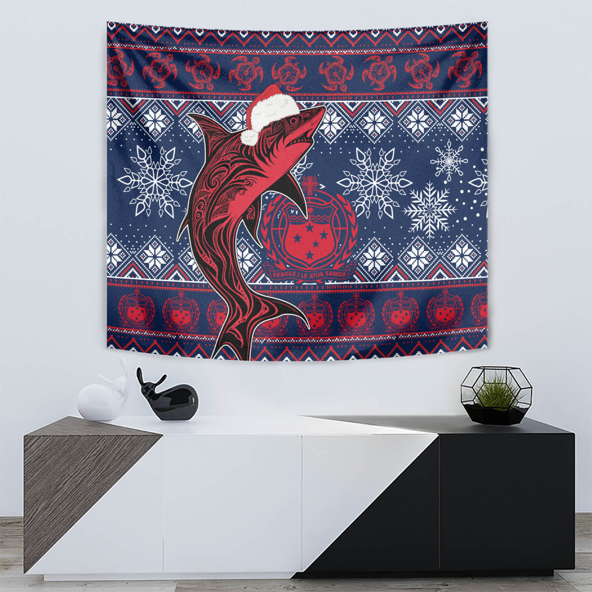 Samoa Manuia Le Kirisimasi Tapestry Samoan Fishing Tribal Pattern Christmas Vibe LT9 - Polynesian Pride