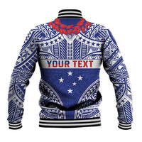 Personalised Toa Samoa Rugby Spirit Baseball Jacket Blue Samoan Tribal Pattern - Polynesian Pride