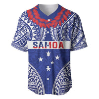 Personalised Toa Samoa Rugby Spirit Baseball Jersey Blue Samoan Tribal Pattern LT9 Blue - Polynesian Pride